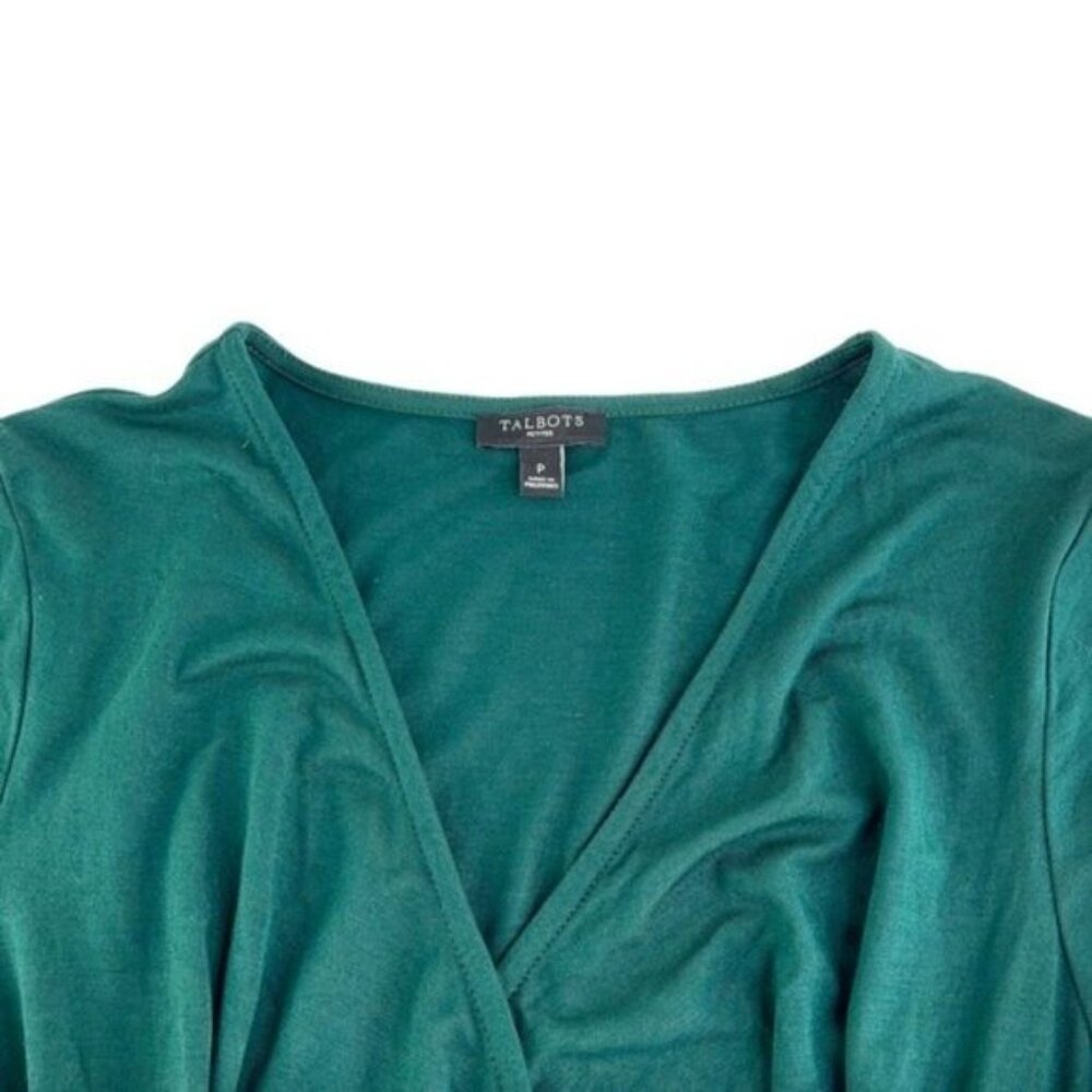 Talbots Hunter Green Faux Wrap Dress. - Picture 3 of 6